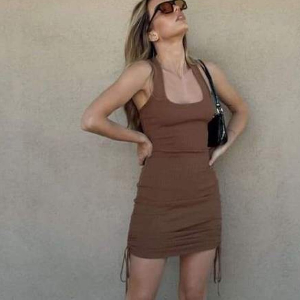 New Shop Rumours (Rumored) Indian Summer Mini Dress Brown S - Picture 6 of 8